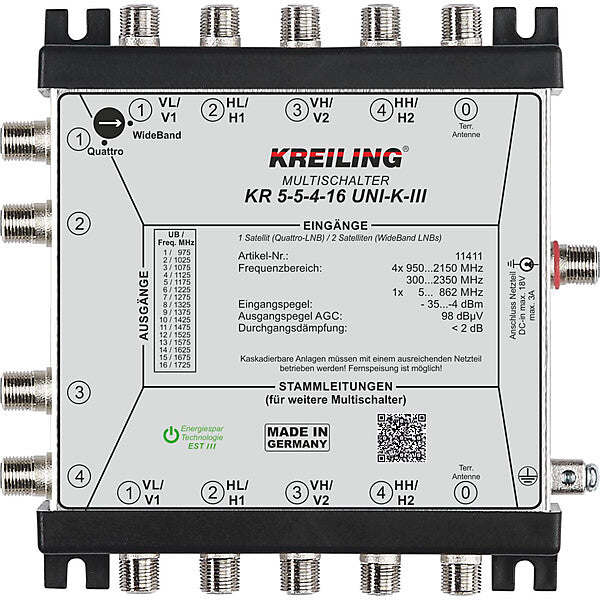 Kreiling Unicable Kaskaden-MS 4 Ausg. je 16 User KR 5-5-4-16 UNI-K
